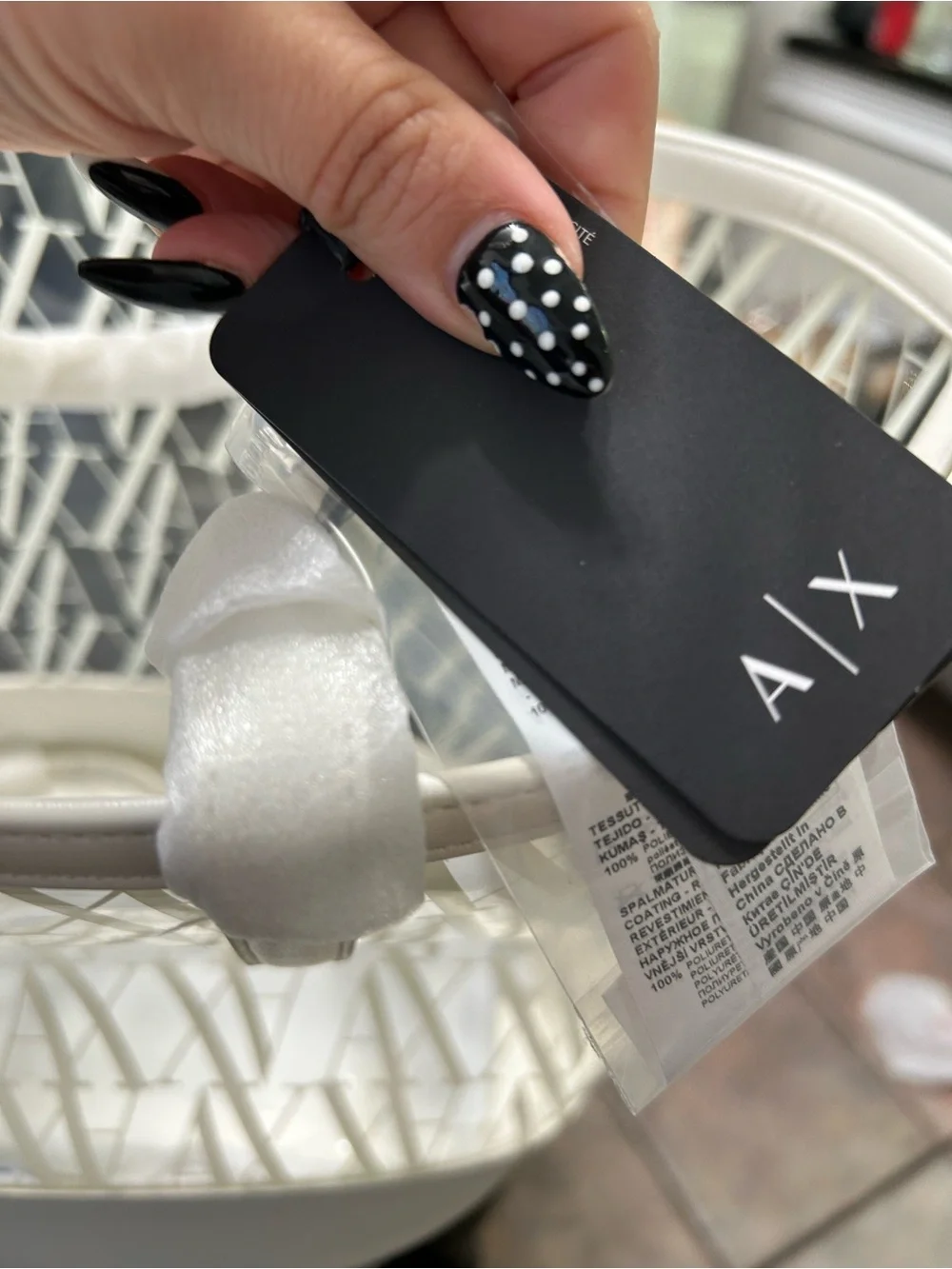 Armani Exchange White Lattice Decorative Tote Basket